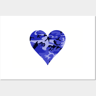 Camouflage Blue Heart Colorful pattern 2020 Posters and Art